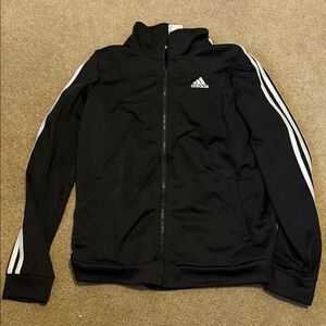 Adidas Kids Black Jacket with White Stripes